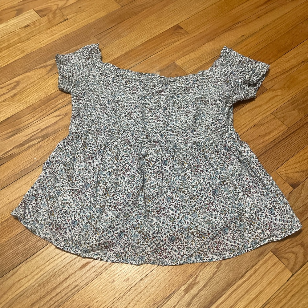Blue Floral Peplum Top Old Navy